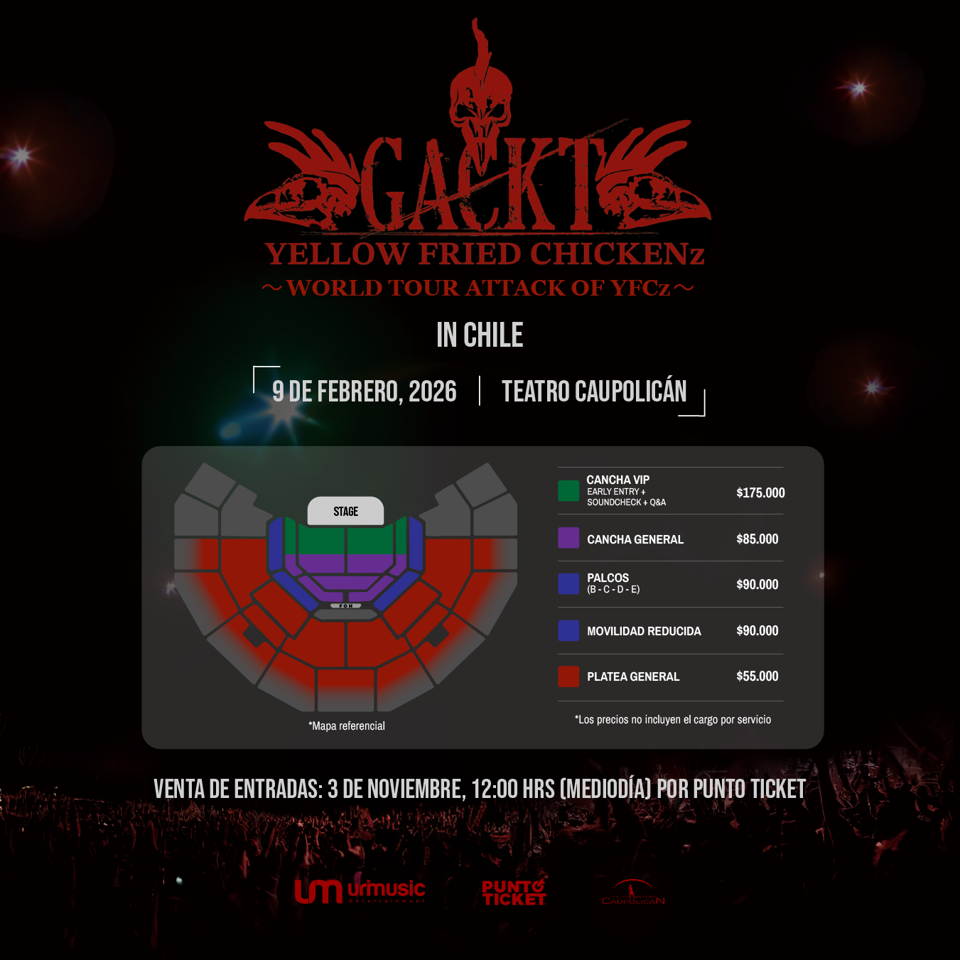 Junto a Yellow Fried Chickenz: Gackt programa su debut en Chile